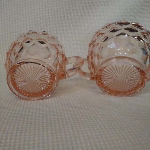 Vintage Depression Era Jeannette Creamer n Sugar Bowl in "Cube Pink" - Picture 12 of 14